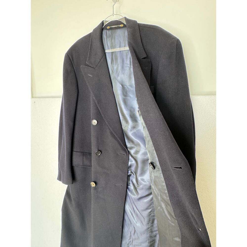 Vintage 90s Edward Pelger Navy Wool Double Breasted Overcoat XL - Picture 15 of 16